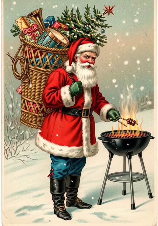 Barbecue mit zwei Freunden