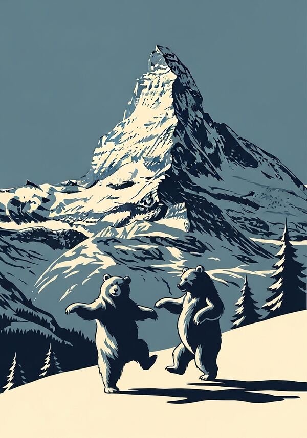 tanzende bären vor dem matterhorn