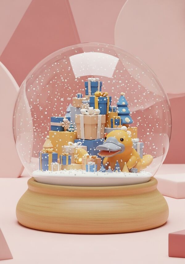 weichnachtspakete, noch mehr päckli, viele päckli und geschenke. und einen riesigen platipus