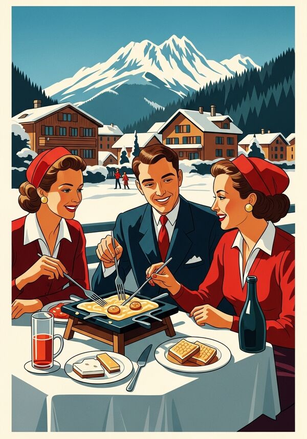 Freunde beim Raclette-Plausch