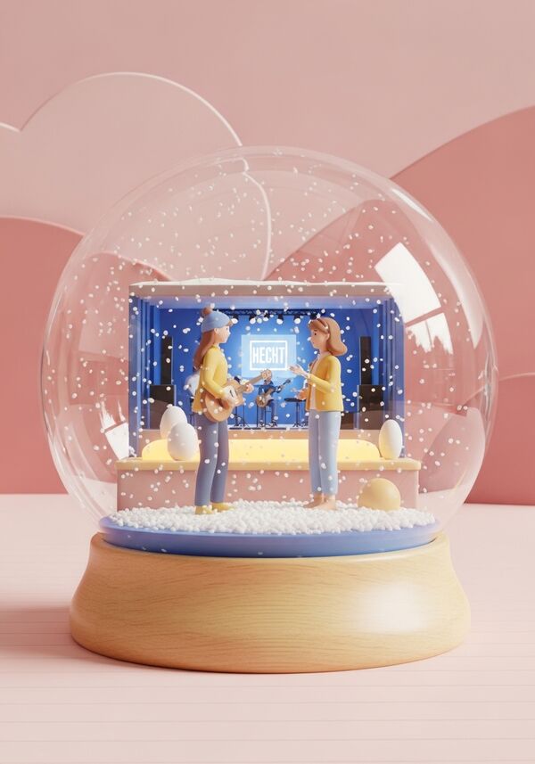 Zwei junge Frauen sind an einem Konzert der Schweizer Musikband Hecht in der neuen Festhalle in Bern.