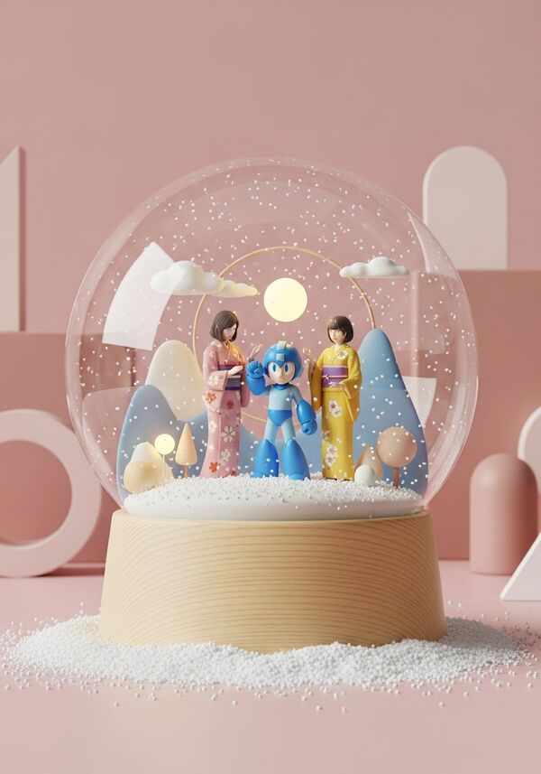 2 Frauen in Kimono mit Megaman