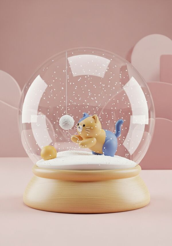 eine süsse kleine Katze spielt mit einem Wollball an einer schnur. (GROSSE KATZE!!!)