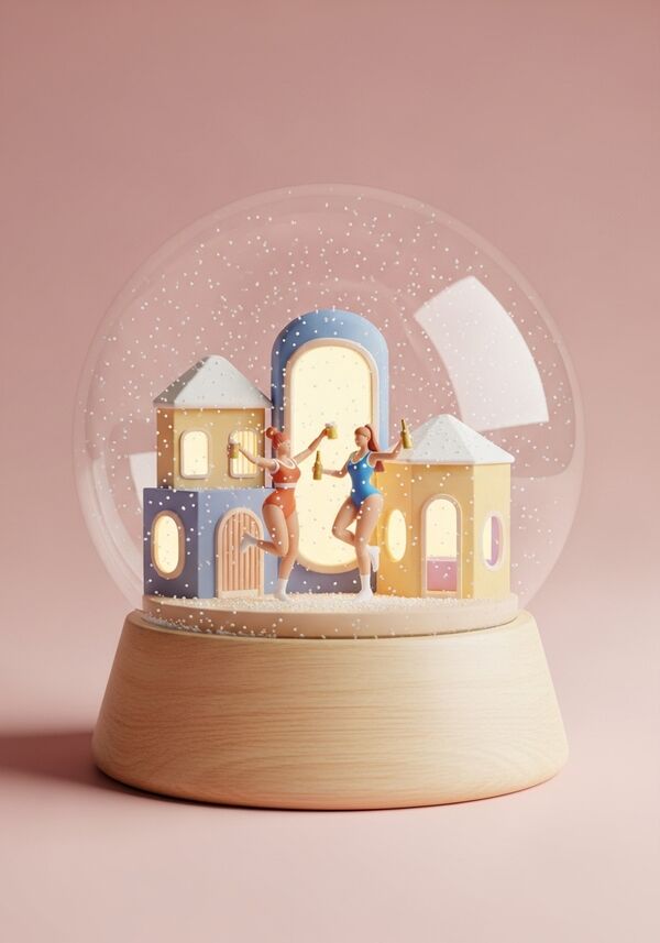 Zwei Frauen in Aerobic Anzügen, Tanzen, mit Bier
