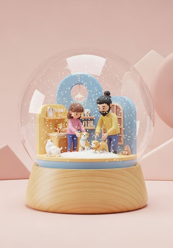 Ein 11jähriges Mädchen mit braunen Haaren ist mit ihrem Götti (lange schwarze Haare zu einem Dutt hochgebunden) in einem Hundehotel. Sie hilft ihm bei der Arbeit mit den Hunden.