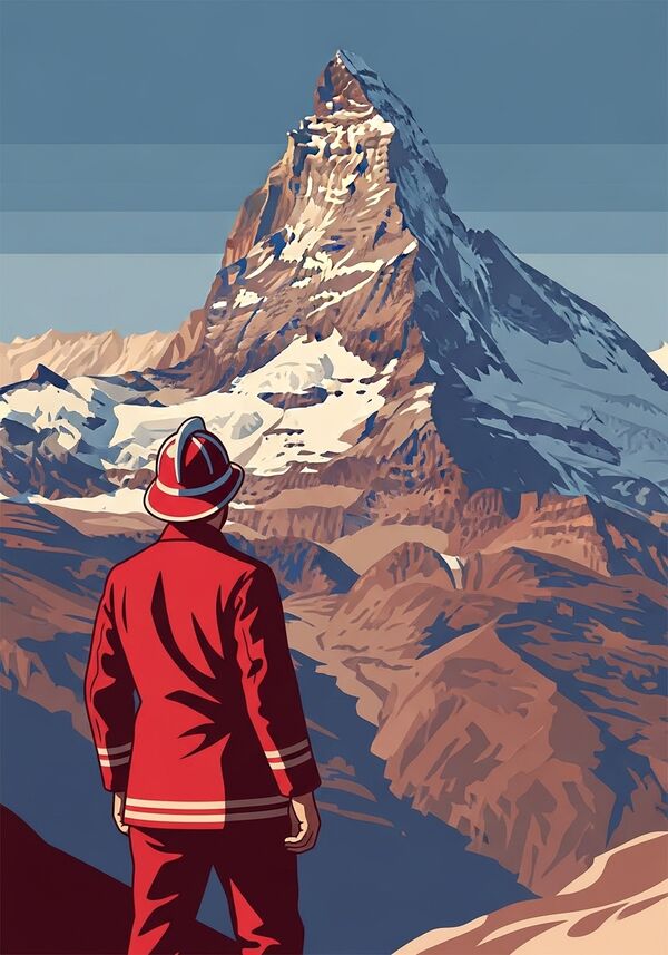 Feuerwehrmann am Matterhorn