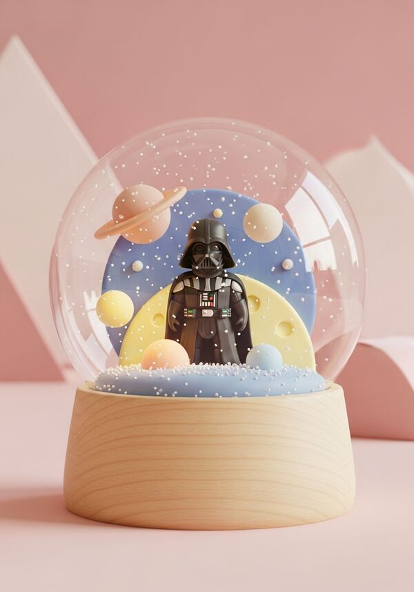 Darth Vader umgeben von einer Weltraumlandschaft 