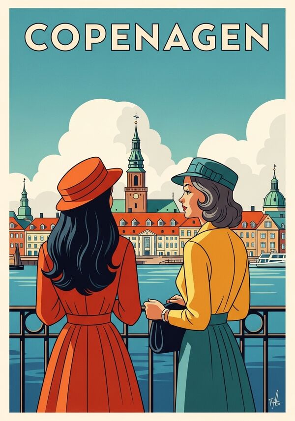 eine Frau mit dunklen langen Haaren und eine Frau mit mittellangen grauen Haaren
in Kopenhagen.