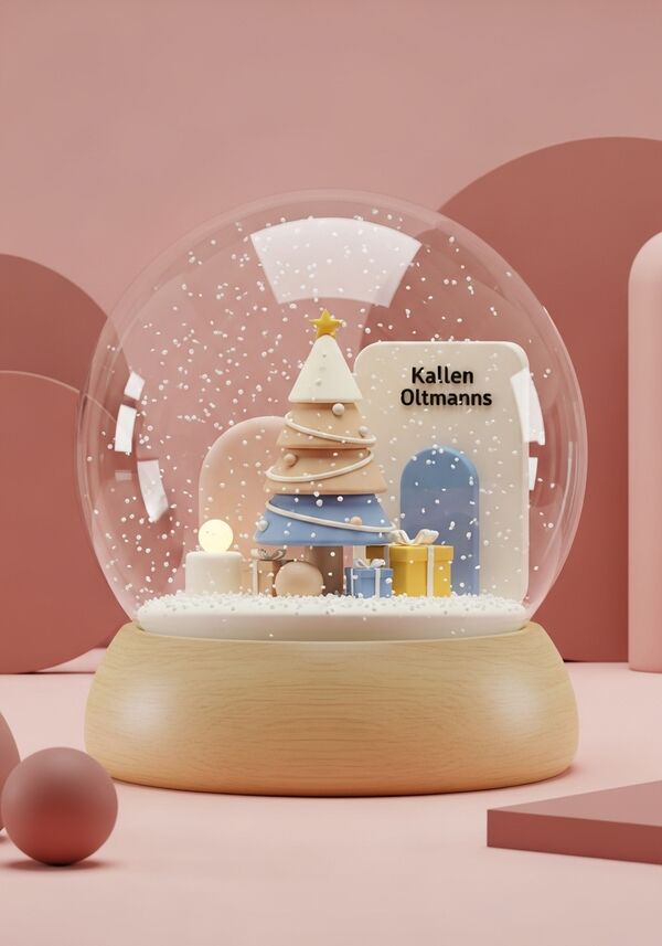 es sollte ein Weihnachtsbaum und Geschenke drauf sein. hinten ist einfach eine wand. und oben sollten Kallen und Oltmanns drauf stehen 