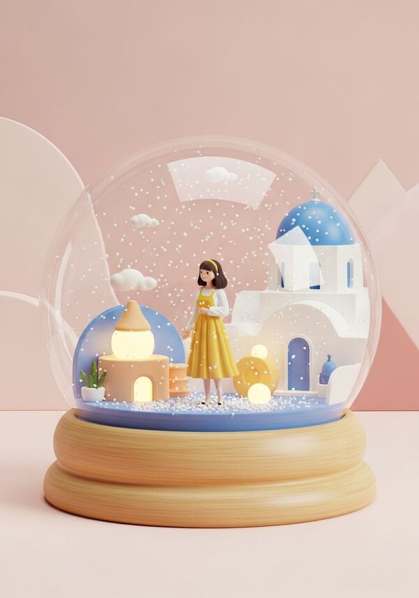 Junge Frau mit Dunklen Haaren, halblang, im Urlaub auf Santorini 