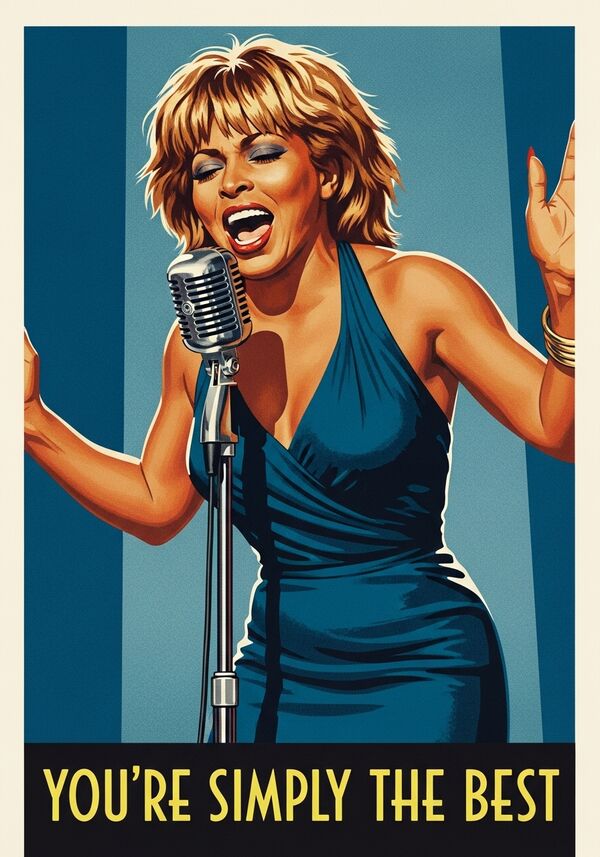 Tina Turner singt You're simply the best in ein altes Mikrofon