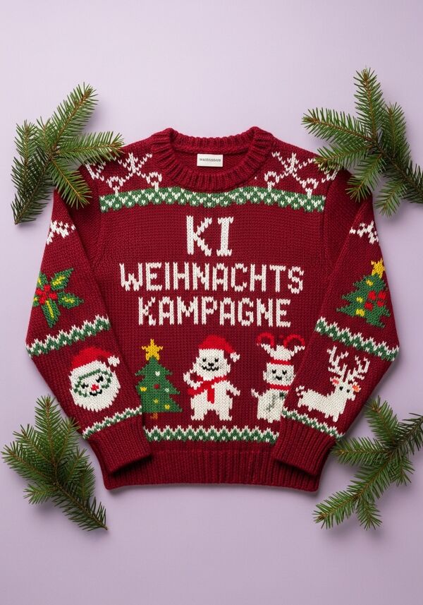 KI Weihnachtskampagne 
((IMPORTANT: USE ONLY GERMAN AS LANGUAGE IN THE PICTURE - TRANSLATE EVERY TEXT INTO GERMAN!!)) 