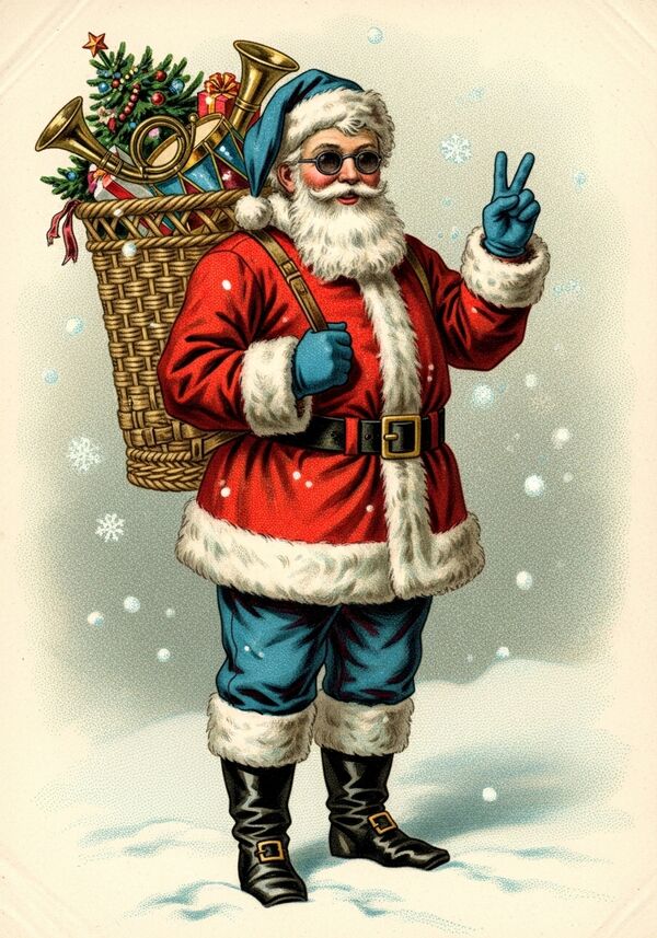 mit gezüpfeltem Bart. Blaue Kappe, Sonnenbrille, hände machen peace zeichen