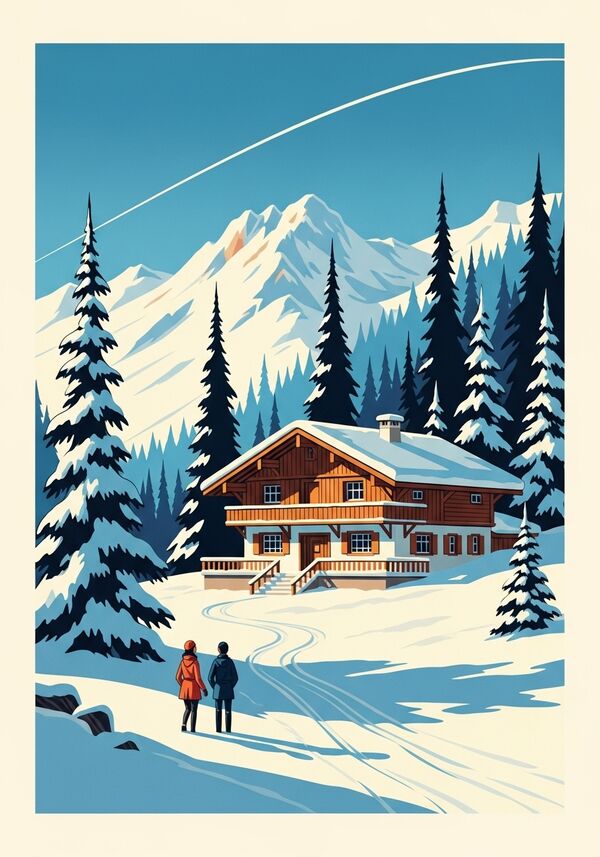 Winterwonderland Chalet Schnee Ski, tanne